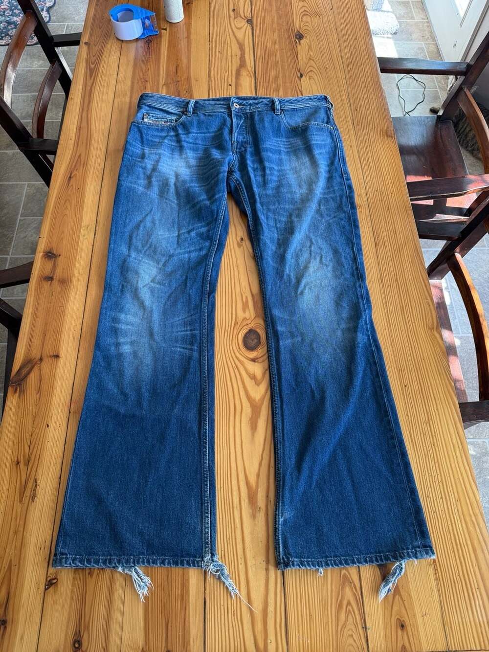 Diesel Zathan Size W38 L34 Blue Denim Flare Jeans
